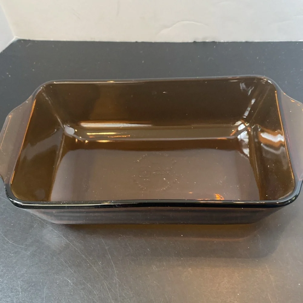 VTG Anchor Hocking amber glass bread meatloaf loaf pan dish 9x5.5” USA